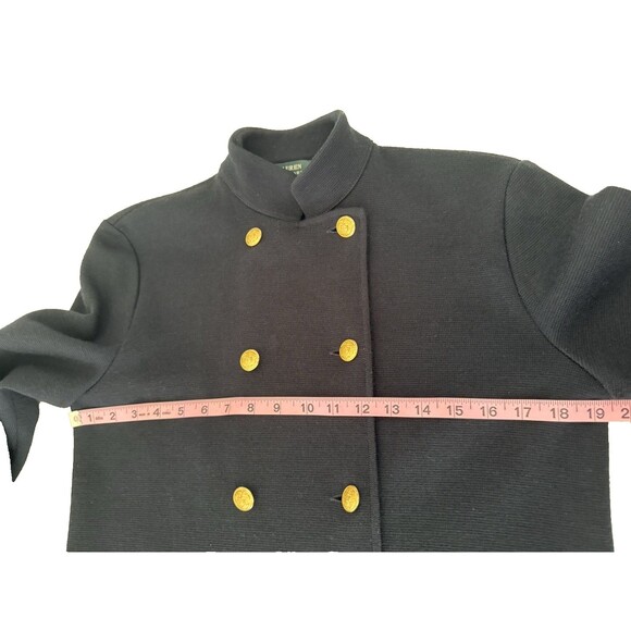 Ralph Lauren Merino Wool Jacket Size L Petite Navy Blue Gold Buttons - Picture 4 of 9